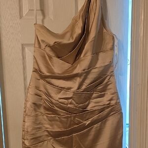 David's Bridal Cream One-Shoulder Sheath Dress